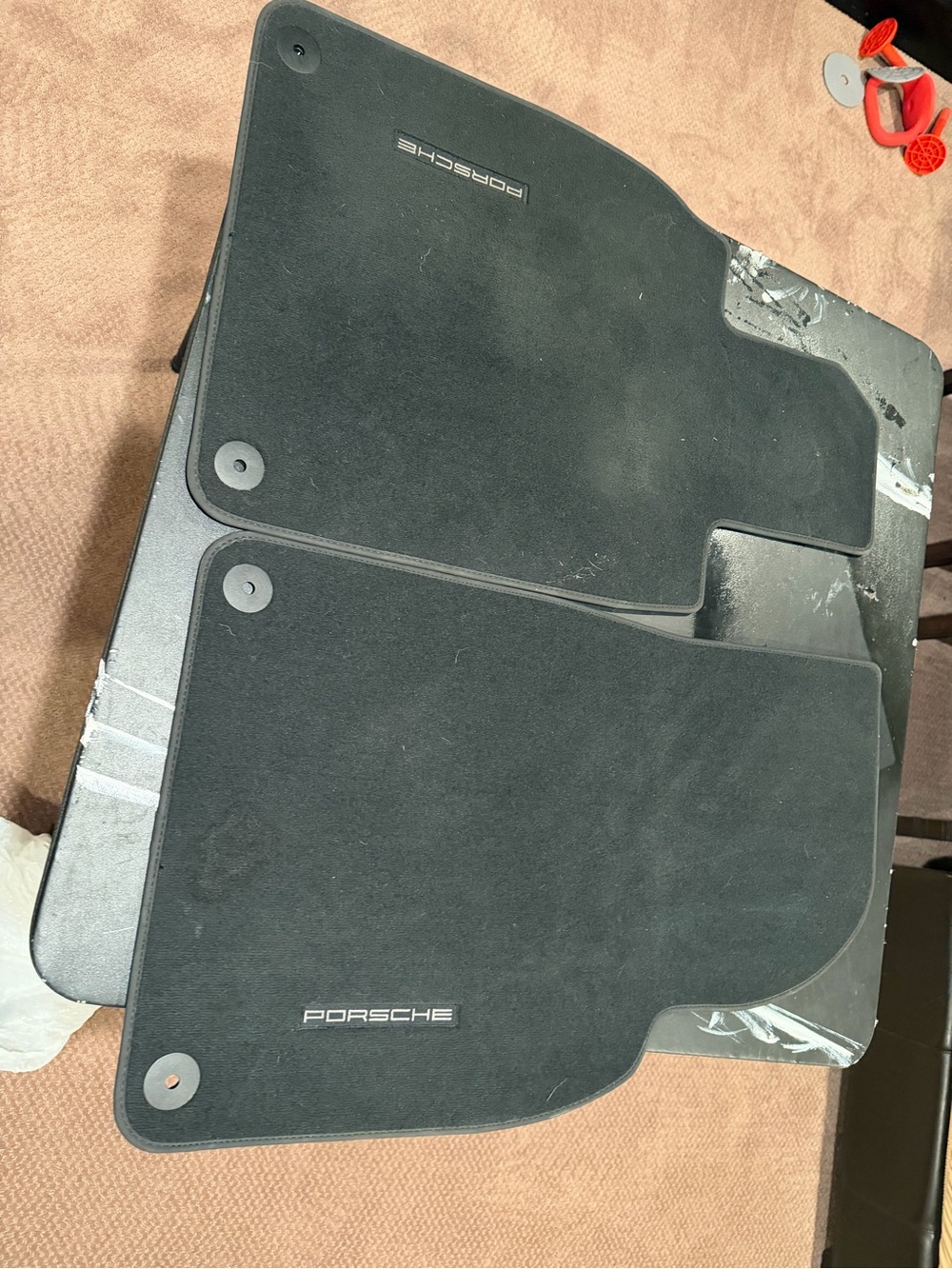 Porsche Design Black Front Carpet Floor Mats with Logo